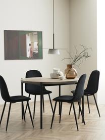 Table ronde avec chaises en velours Gilda, Ø 110 cm, Velours noir, bois clair, Ø 110 x haut. 75 cm