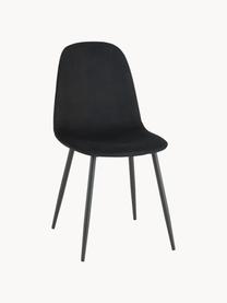Okrúhly jedálenský stôl so zamatovými stoličkami Gilda, Ø 110 cm, Zamatová čierna, svetlé drevo, Ø 110 x V 75 cm