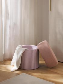 Pouf avec rangement Nala, Tissu rose, bois rose pâle laqué, Ø 50 x haut. 44 cm