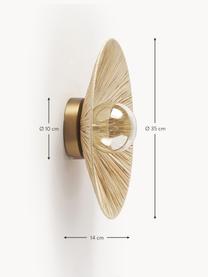 Design Wandleuchte Zailo, Lampenschirm: Glas, Dekor: Bastgras, Goldfarben, Ø 35 x H 14 cm