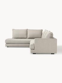 Sofa narożna Tribeca, Tapicerka: 100% poliester Dzięki tka, Stelaż: lite drewno sosnowe, Nogi: lite drewno bukowe, lakie, Jasnoszara tkanina, S 315 x G 228 cm, lewostronna