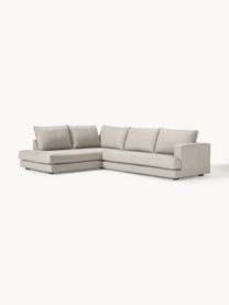 Sofa narożna Tribeca, Tapicerka: 100% poliester Dzięki tka, Stelaż: lite drewno sosnowe, Nogi: lite drewno bukowe, lakie, Jasnoszara tkanina, S 315 x G 228 cm, lewostronna