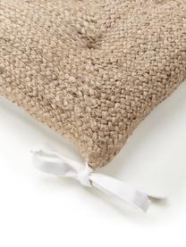 Juten stoelkussen Justina, Bovenzijde: jute, Onderzijde: 100% katoen, Beige, wit, B 40 x L 40 cm