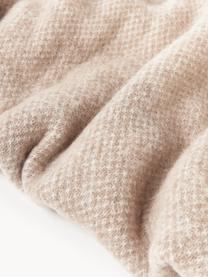 Coperta in misto lana Freya, 40 % nylon, 30 % Alapa, 30 % poliacrilico, Beige, taupe, bianco, Larg. 130 x Lung. 170 cm