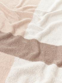 Coperta in misto lana Freya, 40 % nylon, 30 % Alapa, 30 % poliacrilico, Beige, taupe, bianco, Larg. 130 x Lung. 170 cm