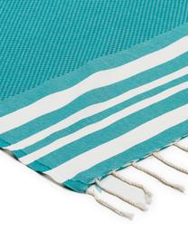 Lot de serviettes de bain légère Hamptons, 3 élém., Vert turquoise, blanc