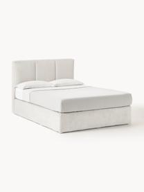 Letto boxspring Oberon, Materasso: nucleo a 5 zone di molle , Piedini: plastica Questo prodotto , Tessuto beige chiaro, Larg. 160 x Lung. 200 cm, grado di durezza H2