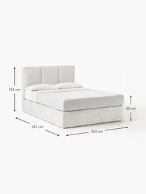 Letto boxspring Oberon, Materasso: nucleo a 5 zone di molle , Piedini: plastica Questo prodotto , Tessuto beige chiaro, Larg. 160 x Lung. 200 cm, grado di durezza H2