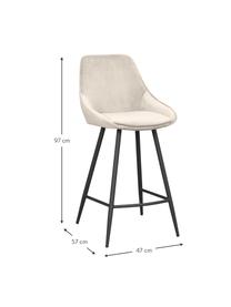 Sedia da bar in tessuto beige con gambe in metallo Sierra, Rivestimento: 100% poliestere (velluto), Struttura: legno certificato FSC, Gambe: metallo verniciato a polv, Velluto beige, Larg. 47 x Alt. 97 cm