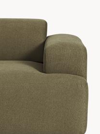 Salon lounge XL Melva, Tissu vert olive, larg. 458 x prof. 220 cm, dossier à gauche