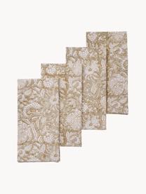 Stoffservietten Dimapur mit Blumenmuster, 4 Stück, 100 % Baumwolle, Beige, Off White, B 45 x L 45 cm