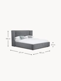 Letto imbottito con contenitore Star, Rivestimento: poliestere (tessuto testu, Tessuto antracite, Larg. 140 x Lung. 200 cm