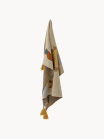 Gebreide plaid Vigge met kwastjes, 100% katoen, Beige, meerkleurig, B 80 x L 100 cm