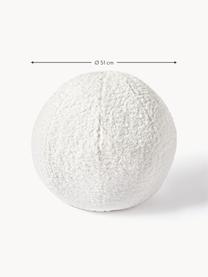 Pouf in teddy Cesar, Peluche (100% poliestere), Bianco, Ø 51 x Alt. 51 cm