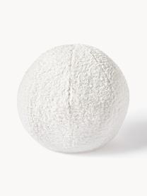 Pouf en tissu peluche César, Tissu peluche (100 % polyester), Blanc, Ø 51 x haut. 51 cm