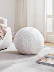 Teddy-Pouf Cesar, Teddy (100 % Polyester), Weiß, Ø 51 x H 51 cm