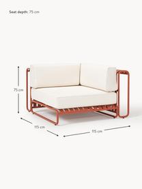 Tuin hoekmodule Caio, Bekleding: 100% polyester Met 20.000, Frame: aluminium, Gebroken wit, terracotta, B 115 x D 115 cm