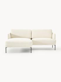 Kleines Ecksofa Fluente, Bezug: 100 % Polyester Der strap, Gestell: Massives Kiefernholz, Bir, Webstoff Off White, B 198 x T 152 cm, Eckteil links