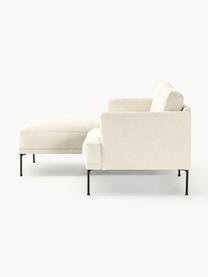 Kleines Ecksofa Fluente, Bezug: 100 % Polyester Der strap, Gestell: Massives Kiefernholz, Bir, Webstoff Off White, B 198 x T 152 cm, Eckteil links