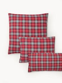 Geruite flanellen kussenhoes Linsay, Weeftechniek: flanel Draaddichtheid 155, Rood, groen, B 60 x L 70 cm