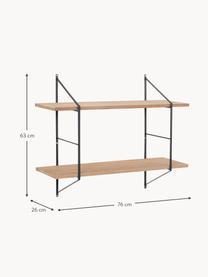 Mensola da parete piccola Belfast, Struttura: metallo verniciato a polv, Ripiani: legno di paulownia laccat, Legno di paulownia, laccato, Larg. 76 x Alt. 63 cm