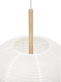 Design hanglamp Misaki uit rijstpapier, Lampenkap: rijstpapier, Decoratie: hout, Wit, helder hout, Ø 35 x H 63 cm