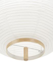 Design hanglamp Misaki uit rijstpapier, Lampenkap: rijstpapier, Decoratie: hout, Wit, helder hout, Ø 35 x H 63 cm