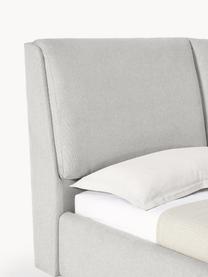 Gestoffeerd bed Laura, Bekleding: 100% polyester Met 115.00, Geweven stof lichtgrijs, eikenhout, B 140 x L 200 cm