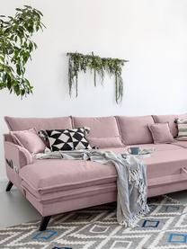 Divano letto angolare in tessuto rosa cipria con contenitore Charming Charlie, Rivestimento: 100% poliestere con sensa, Struttura: legno, truciolato, Rosa cipria, Larg. 302 x Prof. 200 cm