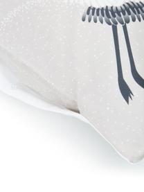 Posteľná bielizeň z bavlneného saténu s motívom žeriavu Yuma, Béžová, biela, 155 x 220 cm + 1 vankúš 80 x 80 cm