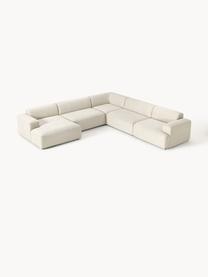 Divano ampio Melva, Rivestimento: 100% poliestere Con 45.00, Struttura: legno massiccio di pino e, Piedini: plastica Questo prodotto , Tessuto beige chiaro, Larg. 339 x Prof. 339 cm, chaise-longue a destra