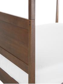 Łóżko z drewna z baldachimem Retreat, Drewno mangowe z fornirowanymi kawałkami drewna tekowego, drewno mahoniowe, drewno mindi, Odcienie ciemnego brązowego, S 180 x D 200 cm