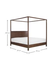 Houten hemelbed Retreat, Mangohout met teakhout-, mahoniehout, en mindihoutfineer, Bruintinten, 180 x 200 cm