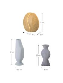 Kleine handgefertigtes Vasen-Set Lubava, 3-tlg., Steingut, Gelb, Hellgrau, Grau, Set mit verschiedenen Grössen