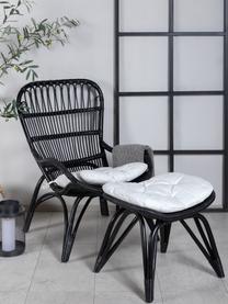 Sillón para exterior de ratán Ella, con reposapiés, Ratán, poliéster, Negro, An 66 x F 131 cm