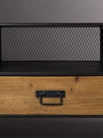 Credenza bassa industrial Gin, Ante, cassetto: legno di abete Maniglie, ante e piedi: grigio, Larg. 135 x Alt. 51 cm