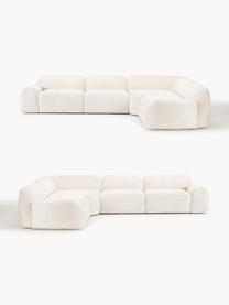 Canapé d'angle modulable 4 places en peluche-bouclé Wolke, Peluche-bouclé blanc cassé, larg. 349 x prof. 262 cm
