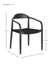 Krzesło z podłokietnikami z litego drewna Nina, Stelaż: lite drewno eukaliptusowe, Czarny, S 56 x G 53 cm