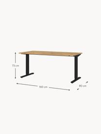 Höhenverstellbarer Schreibtisch Orija aus Holz und Metall, Beine: Metall, pulverbeschichtet, Tischplatte: Spanplatte, melaminbeschi, Holz, Schwarz, B 180 x T 80 cm