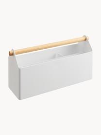 Organizador de escritorio Tosca, Organizador: acero con pintura en polv, Asa: madera, Blanco, L 27 x An 9 cm