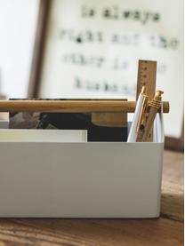 Schreibtisch-Organizer Tosca, Organizer: Stahl, pulverbeschichtet, Griff: Holz, Unterseite: Silikon, Weiß, B 27 x T 9 cm