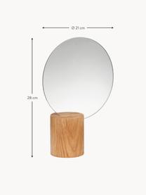 Runder Dekospiegel Edge mit Eichenholzfuß, Fuß: Eichenholz, FSC-zertifizi, Spiegelfläche: Spiegelglas, Helles Holz, Ø 21 x H 28 cm
