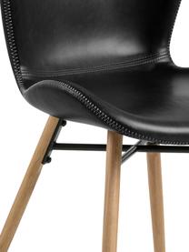 Chaise en cuir synthétique rembourrée Batilda, 2 pièces, Cuir synthétique noir, larg. 47 x prof. 53 cm