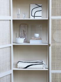 Boho-Decke Lina mit getufteter Verzierung, 70% Baumwolle, 30% Polyester, Gebrochenes Weiß, Schwarz, 130 x 170 cm