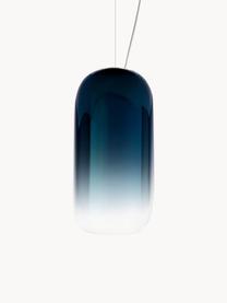 Petite suspension soufflée bouche Gople, Bleu foncé, noir, Ø 15 x haut. 29 cm