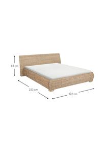 Rotan bed Kubu met hoofdeinde, Frame: rotan, getint, Rotankleurig, 160 x 200 cm