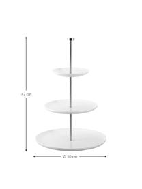 Keramik Etagere Karo, Ø 30 cm, Keramik, Metall, Weiss, Ø 30 x H 47 cm