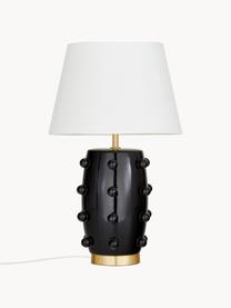 Grande lampe à poser en céramique Leandra, Noir, couleur laitonnée, blanc, Ø 36 x haut. 57 cm