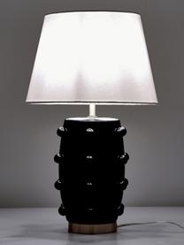 Veľká keramická stolová lampa Leandra, Čierna, mosadzné odtiene, biela, Ø 36 x V 57 cm