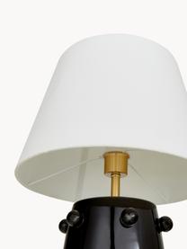 Lámpara de mesa grande de cerámica Leandra, Pantalla: tela, Cable: plástico, Negro, latón, blanco, Ø 36 x Al 57 cm